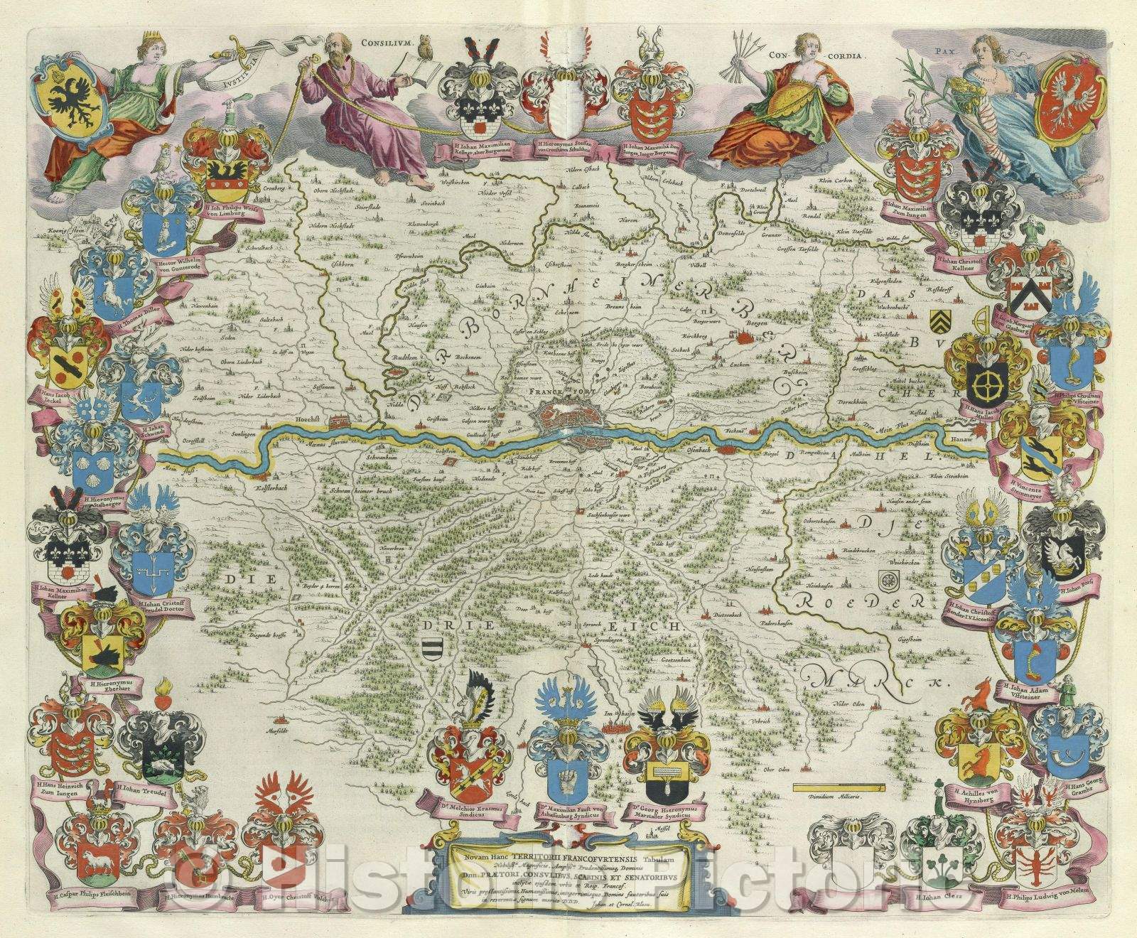 Historic Map : Novam Hanc Territorii Francofurtensis Tabulam Nobilissis. Magnificis, Amplissis. Prudentissimisque Dominis Dnn. Praetori, Consulibus, c. 1664 , Vintage Wall Art