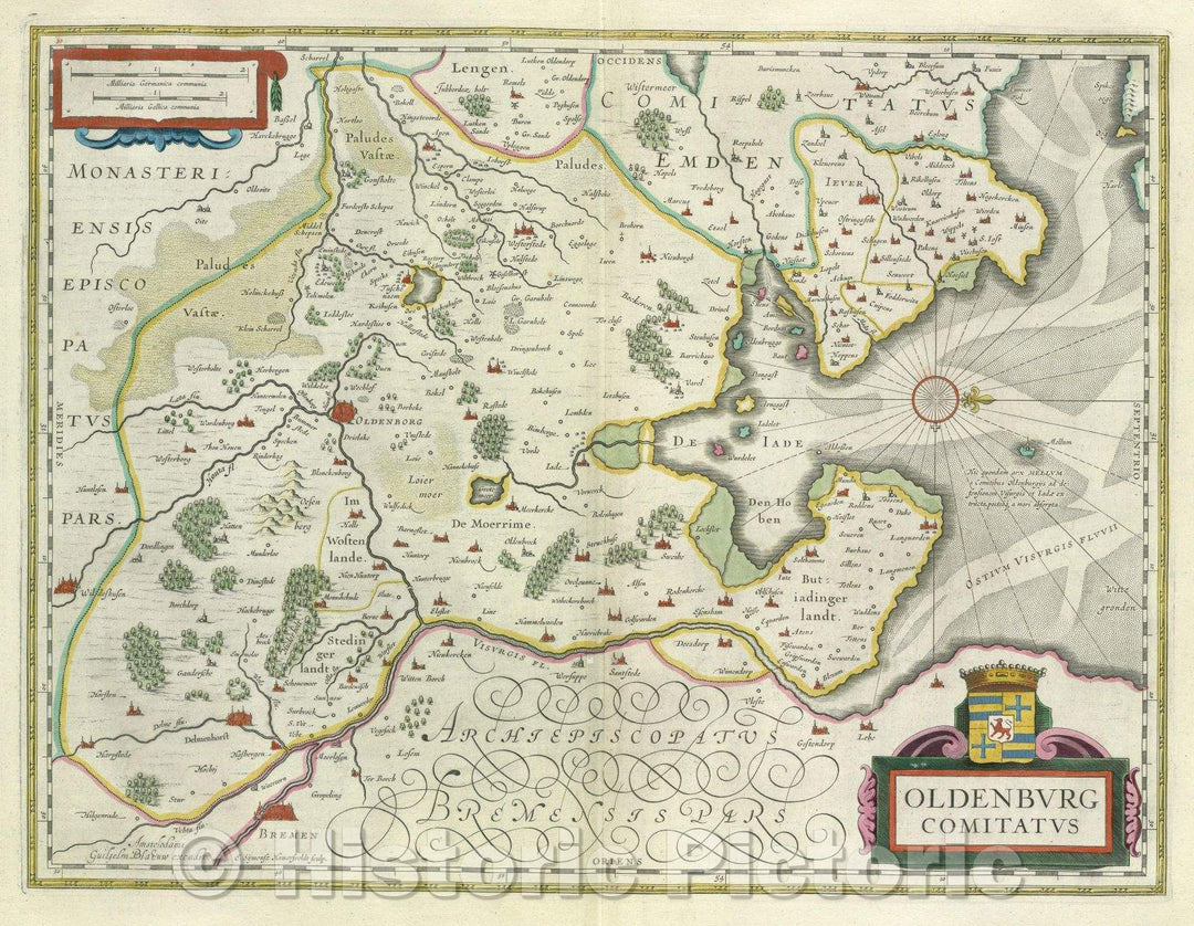 Historic Map : Oldenburg Comitatus, c. 1664 , Vintage Wall Art