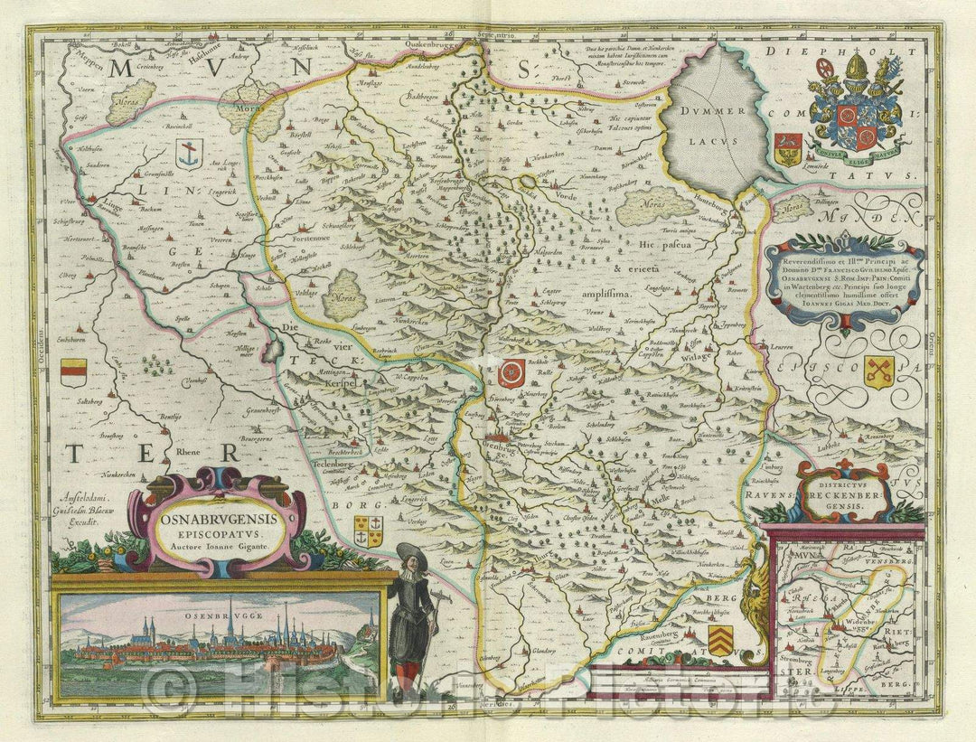 Historic Map : Osnabrugensis Episcopatus. Auctore Joanne Gigante., c. 1664 , Vintage Wall Art