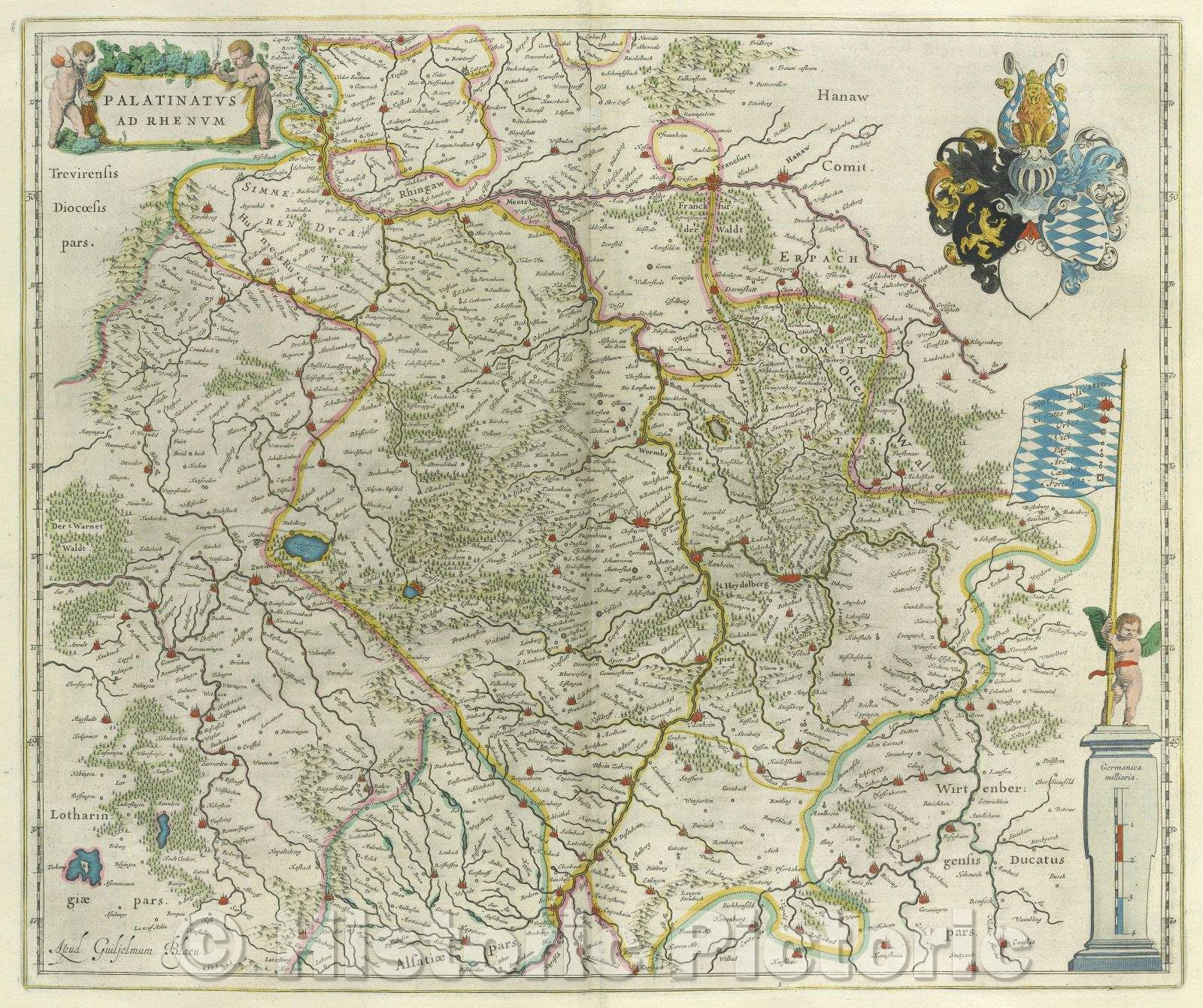 Historic Map : Palatinatus ad Rhenum, c. 1664 , Vintage Wall Art