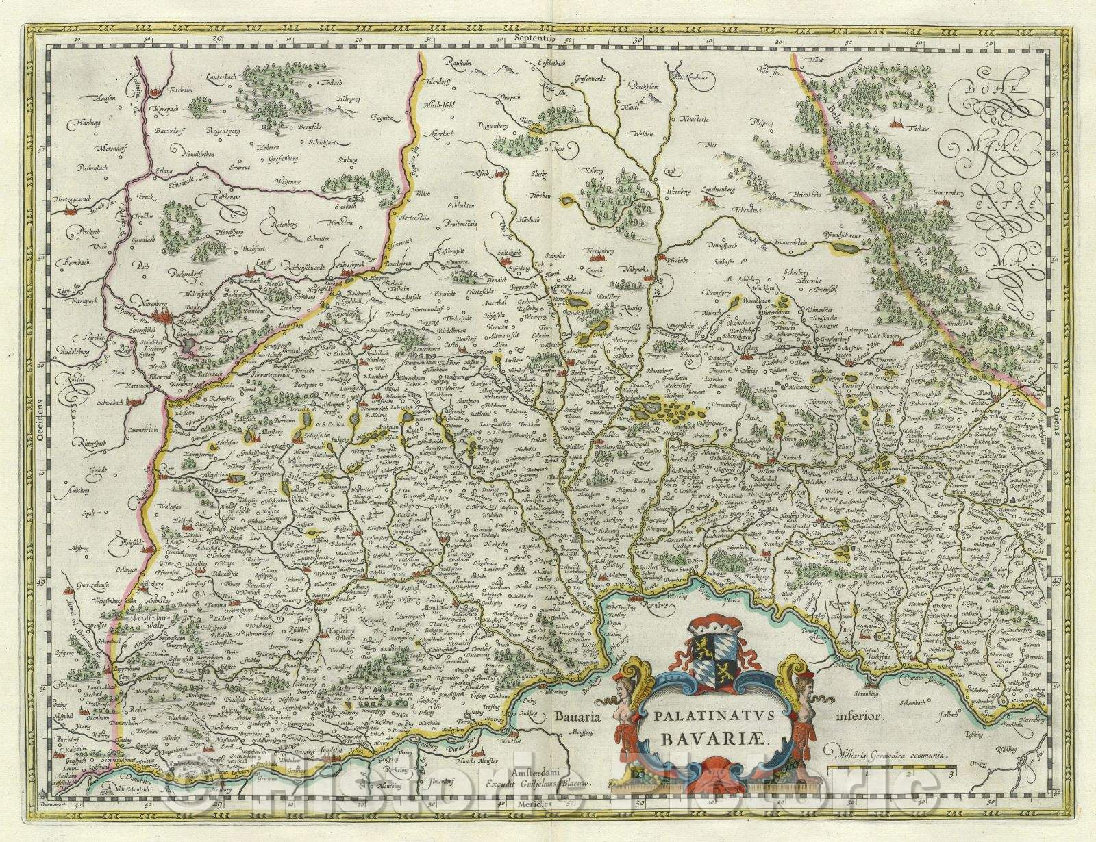 Historic Map : Palatinatus Bavariae., c. 1664 , Vintage Wall Art