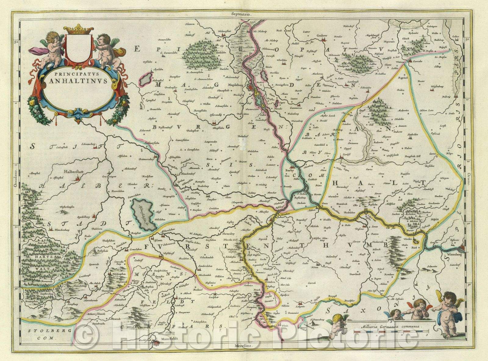 Historic Map : Principatus Anhaltinus, c. 1664 , Vintage Wall Art