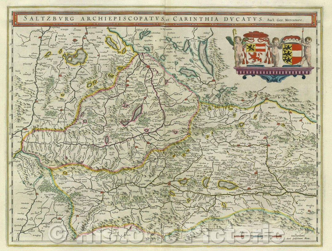Historic Map : Saltzburg Archiepiscopatus, et Carinthia Ducatus. Auct. Ger. Mercatore., c. 1664 , Vintage Wall Art