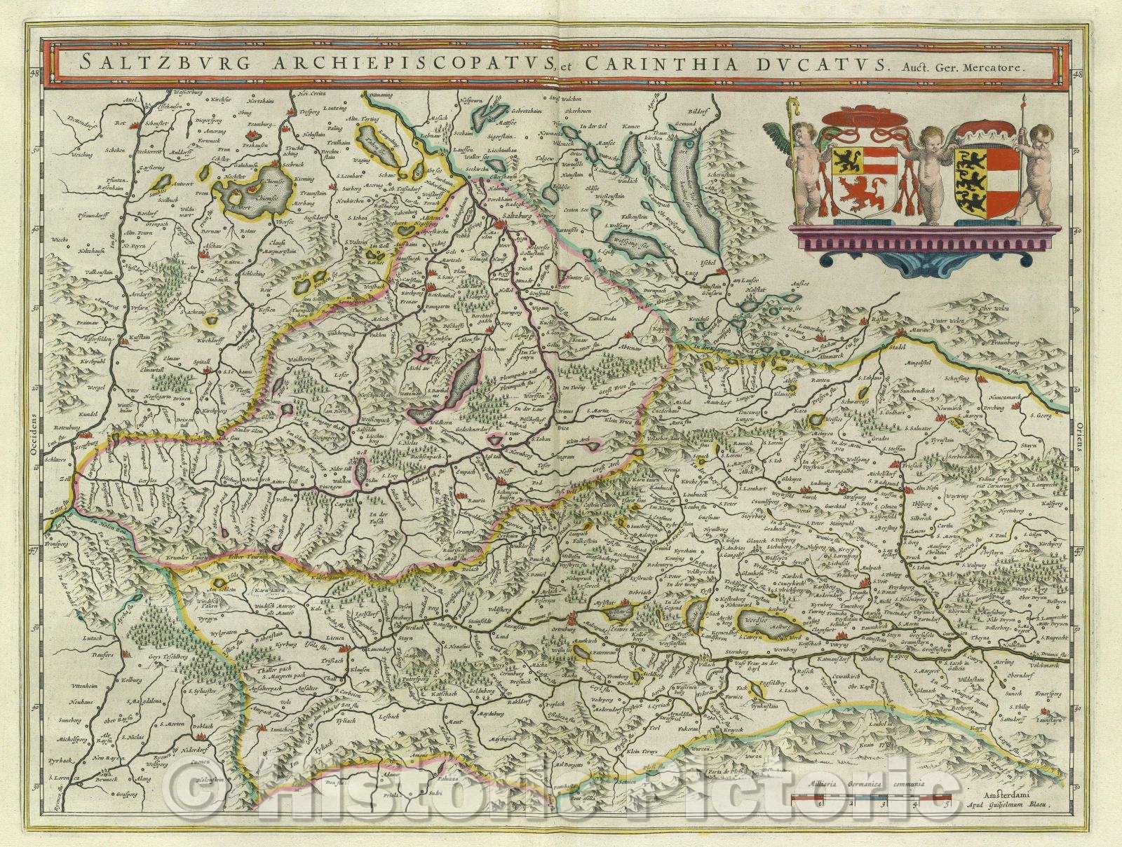 Historic Map : Saltzburg Archiepiscopatus, et Carinthia Ducatus. Auct. Ger. Mercatore., c. 1664 , Vintage Wall Art