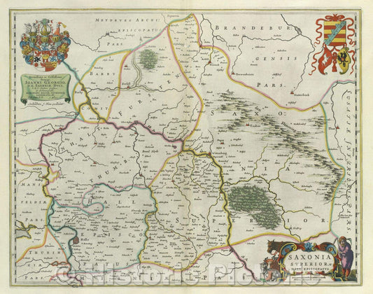 Historic Map : Saxonia Superior, and Hall Episcopatus., c. 1664 , Vintage Wall Art