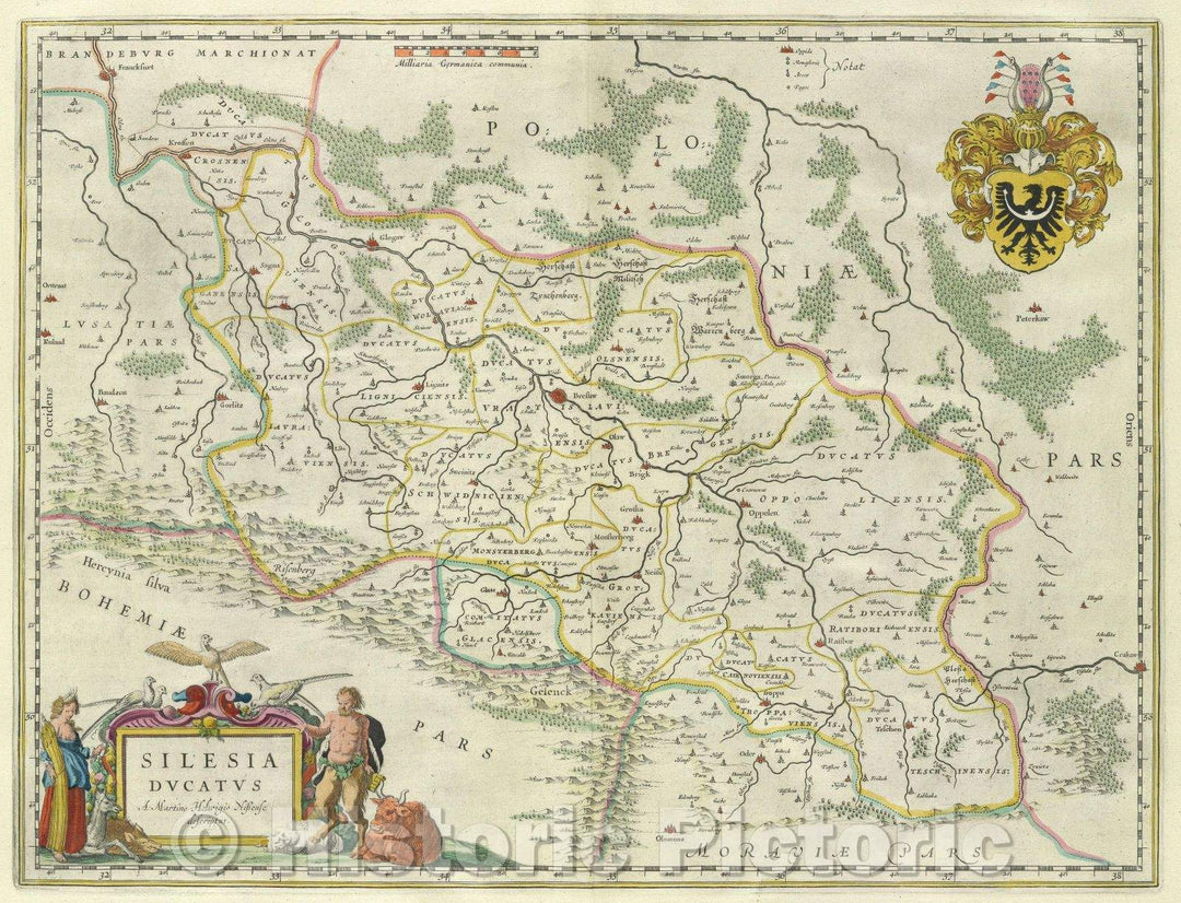 Historic Map : Silesia Ducatus A Martino Helwigio Nissense descriptus., c. 1664 , Vintage Wall Art