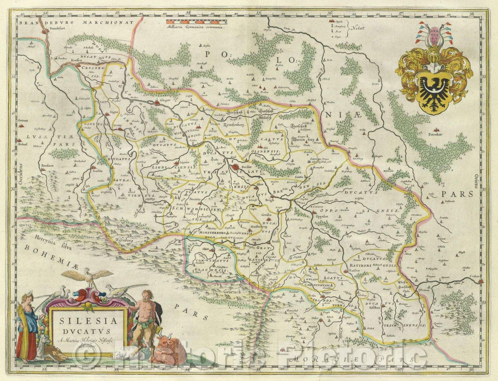 Historic Map : Silesia Ducatus A Martino Helwigio Nissense descriptus., c. 1664 , Vintage Wall Art