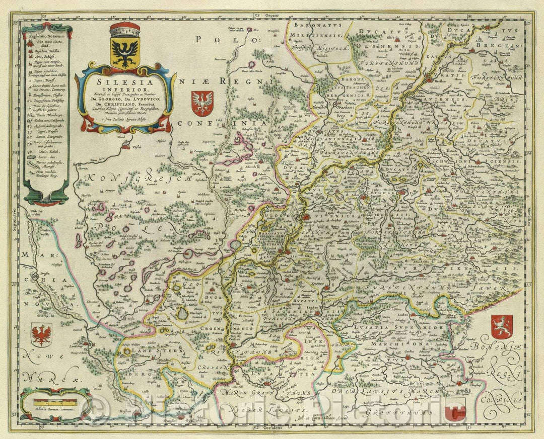 Historic Map : Silesia inferior, Sereniss. ac Celsiss Principibus ac Dominis Dn. Georgio, Dn. Ludovico, Dn. Christiano, Fratribus, Ducibus, c. 1664 , Vintage Wall Art