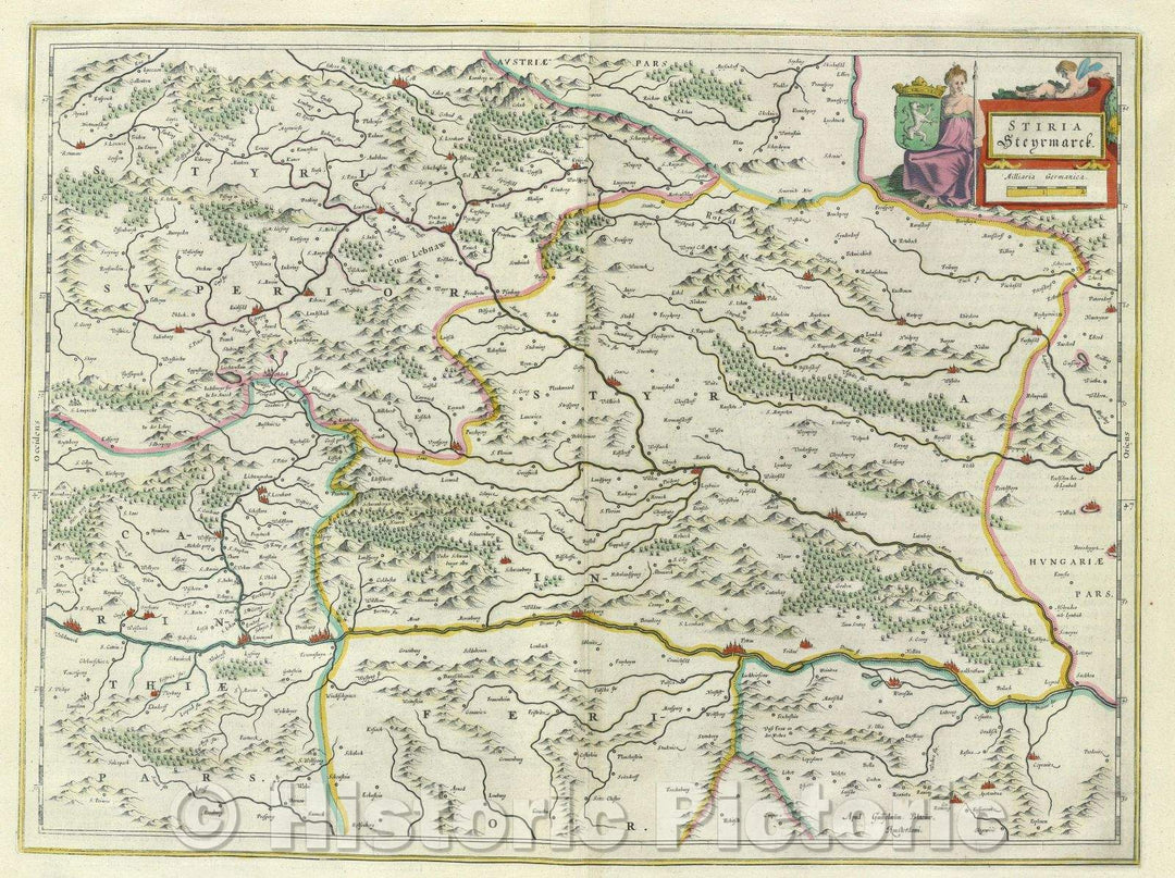 Historic Map : Stiria Stenrmarck., c. 1664 , Vintage Wall Art