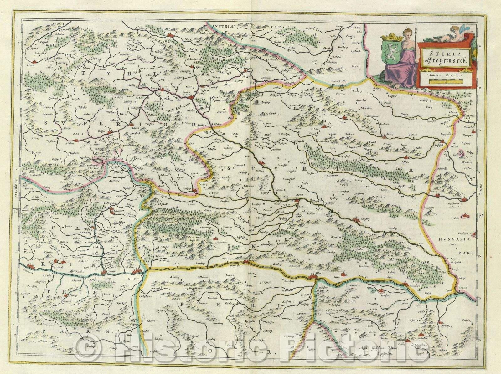 Historic Map : Stiria Stenrmarck., c. 1664 , Vintage Wall Art