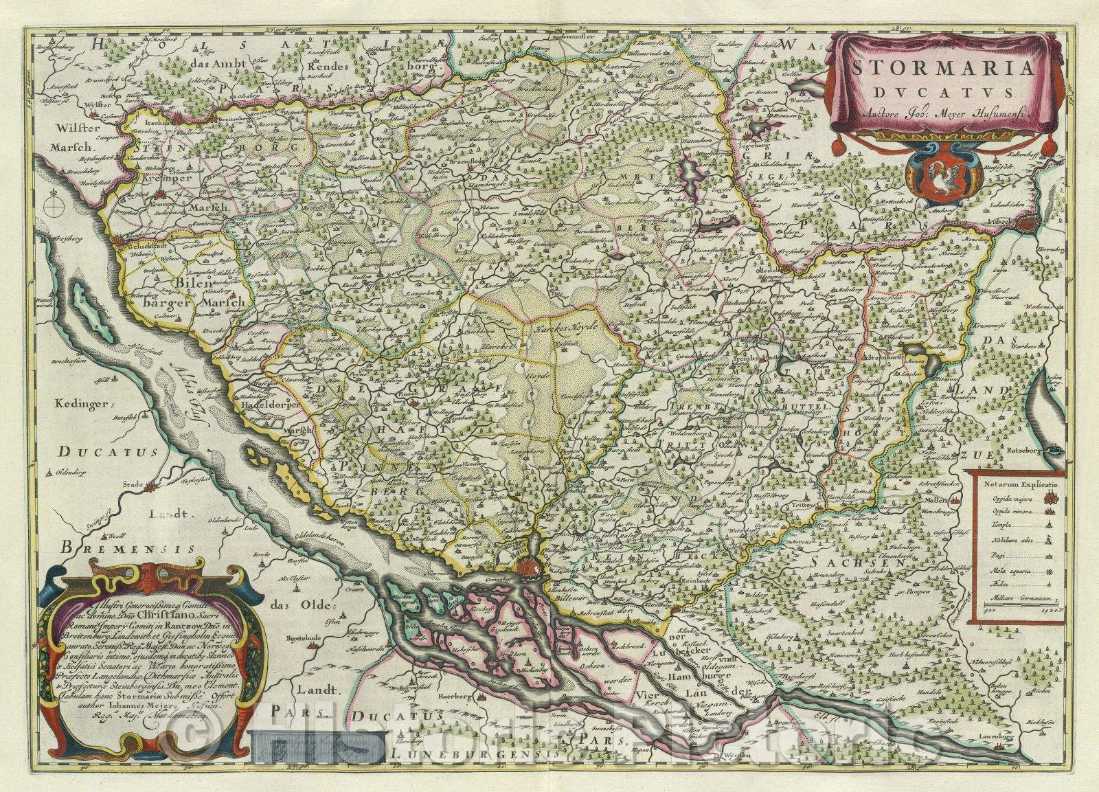 Historic Map : Stormaria Ducatus auctore Joh: Meyer Husumensi., c. 1664 , Vintage Wall Art
