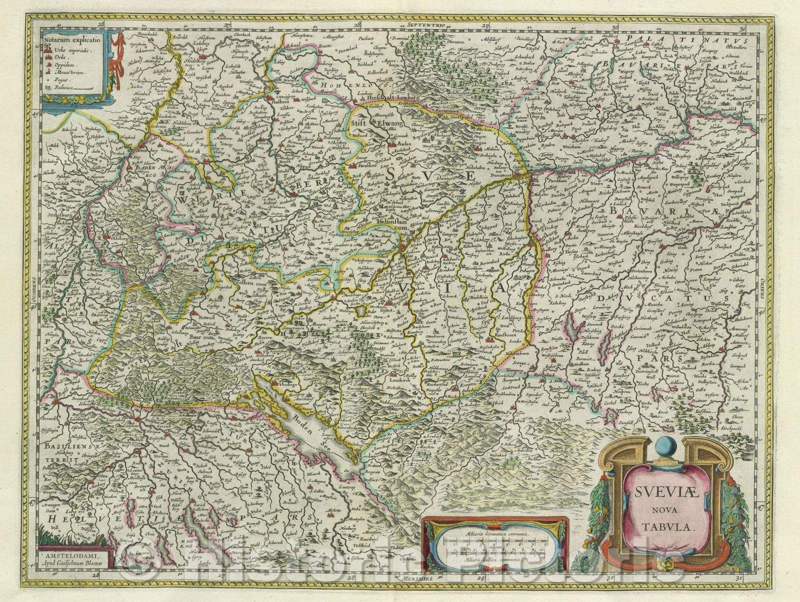 Historic Map : Sueviae Nova Tabula., c. 1664 , Vintage Wall Art