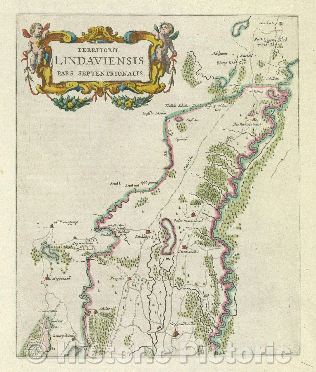 Historic Map : Territorii Lindaviensis pars Septentrionalis., c. 1664 , Vintage Wall Art