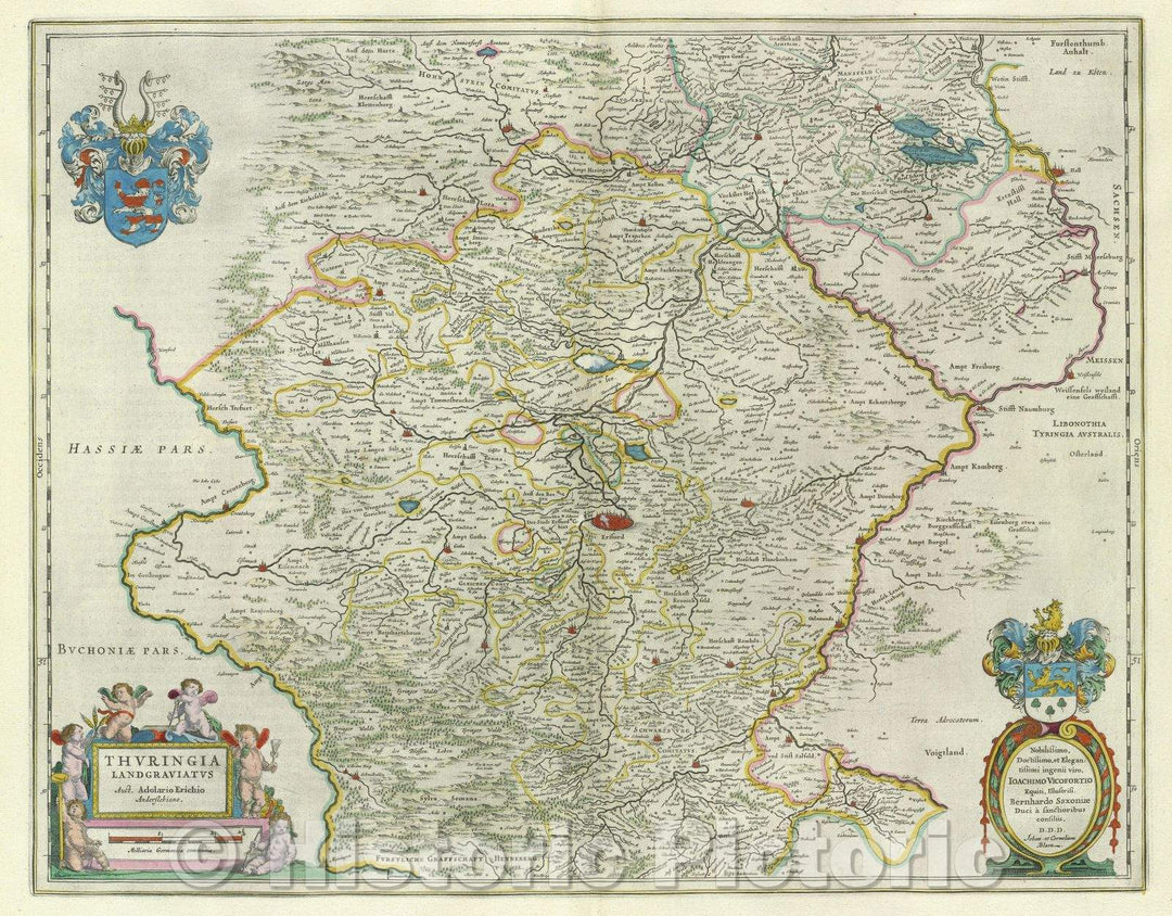 Historic Map : Thuringia Landgraviatus Auct. Adolario Erichio Anderslebiano., c. 1664 , Vintage Wall Art