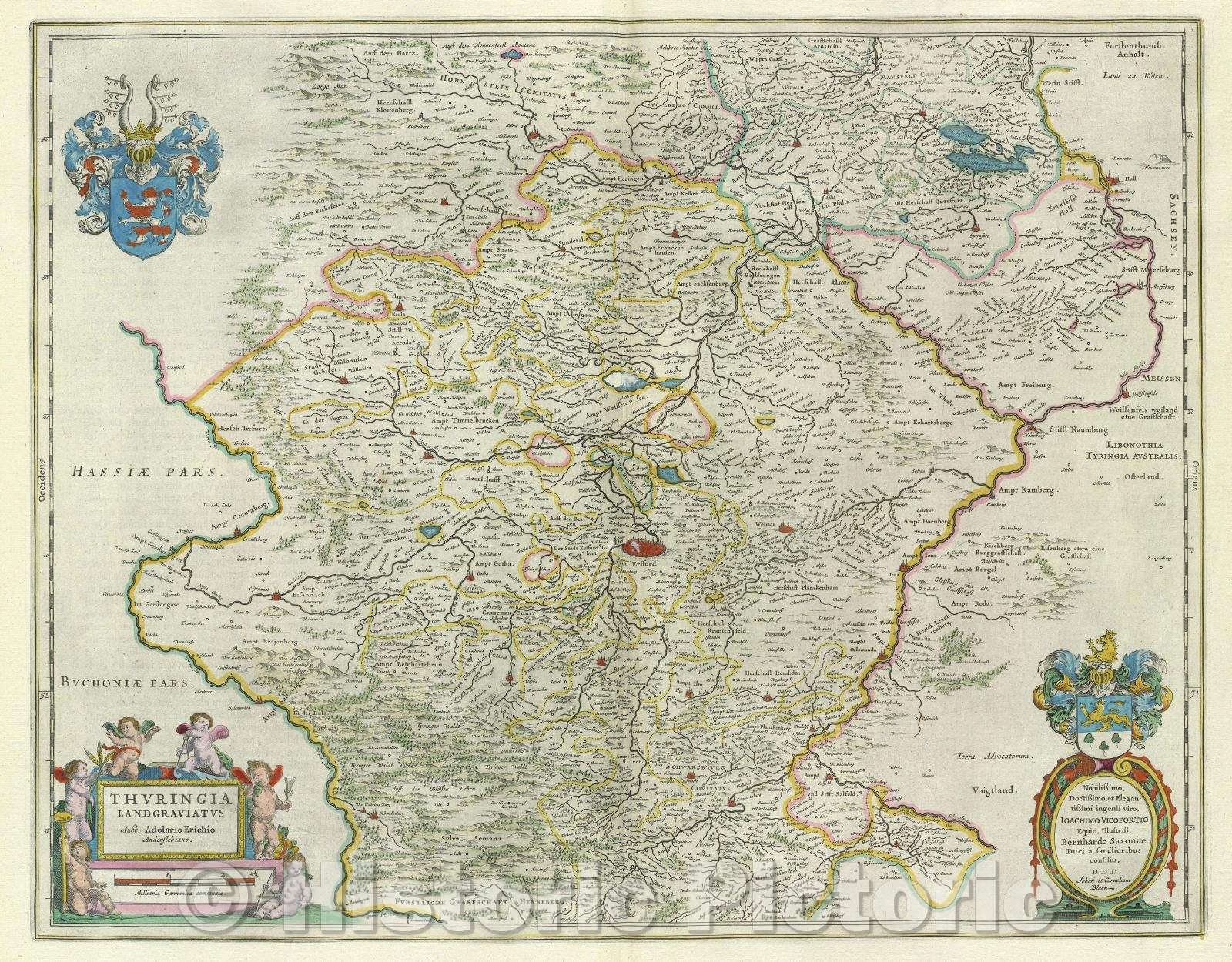 Historic Map : Thuringia Landgraviatus Auct. Adolario Erichio Anderslebiano., c. 1664 , Vintage Wall Art