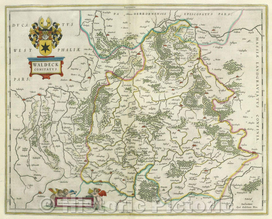 Historic Map : Waldeck Comitatus., c. 1664 , Vintage Wall Art