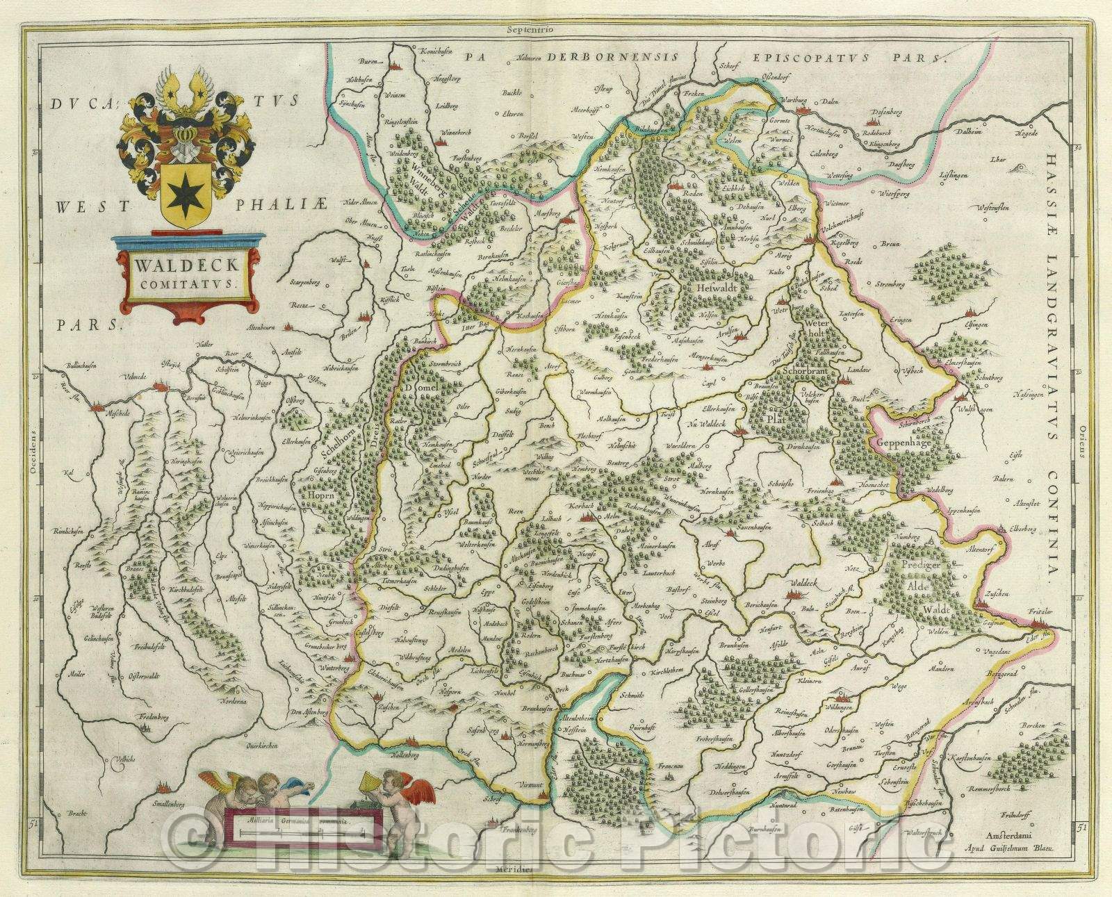 Historic Map : Waldeck Comitatus., c. 1664 , Vintage Wall Art