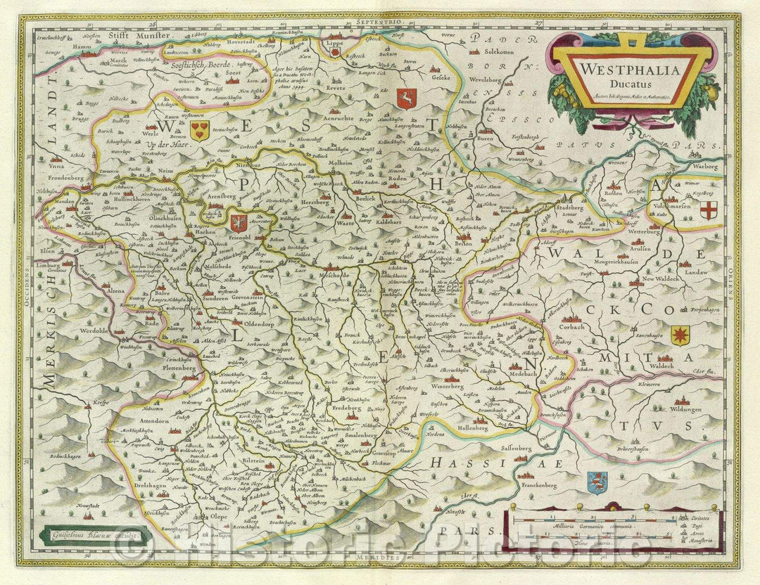Historic Map : Westphalia Ducatus Auctore Joh. Gigante Medico et Mathematico., c. 1664 , Vintage Wall Art