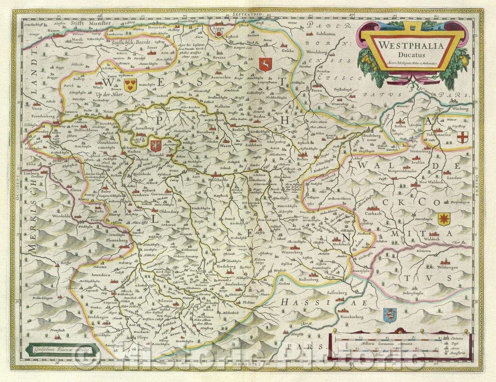 Historic Map : Westphalia Ducatus Auctore Joh. Gigante Medico et Mathematico., c. 1664 , Vintage Wall Art