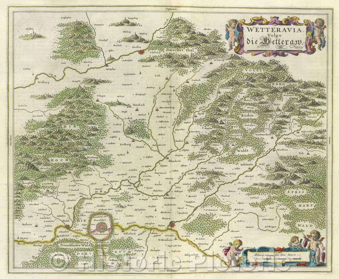 Historic Map : Wetteravia. Vulgo die Wetteraw, c. 1664 , Vintage Wall Art
