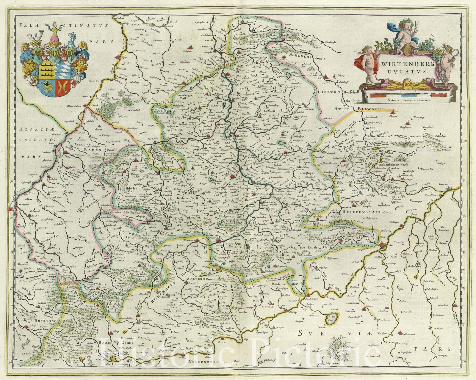 Historic Map : Wirtenberg Ducatus., c. 1664 , Vintage Wall Art
