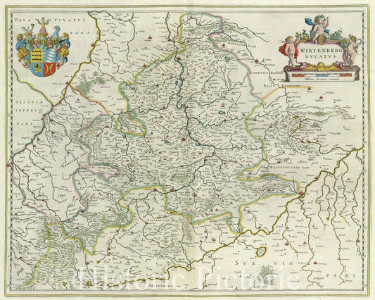 Historic Map : Wirtenberg Ducatus., c. 1664 , Vintage Wall Art