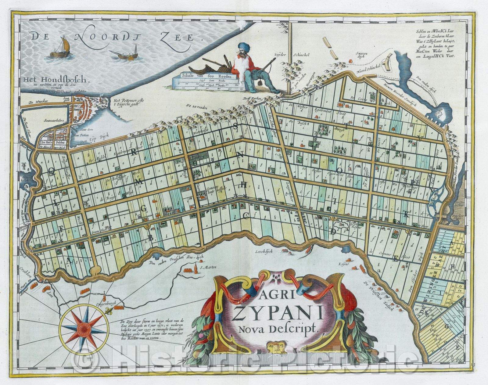 Historic Map : Agri Zypani Nova Descript, c. 1664 , Vintage Wall Art