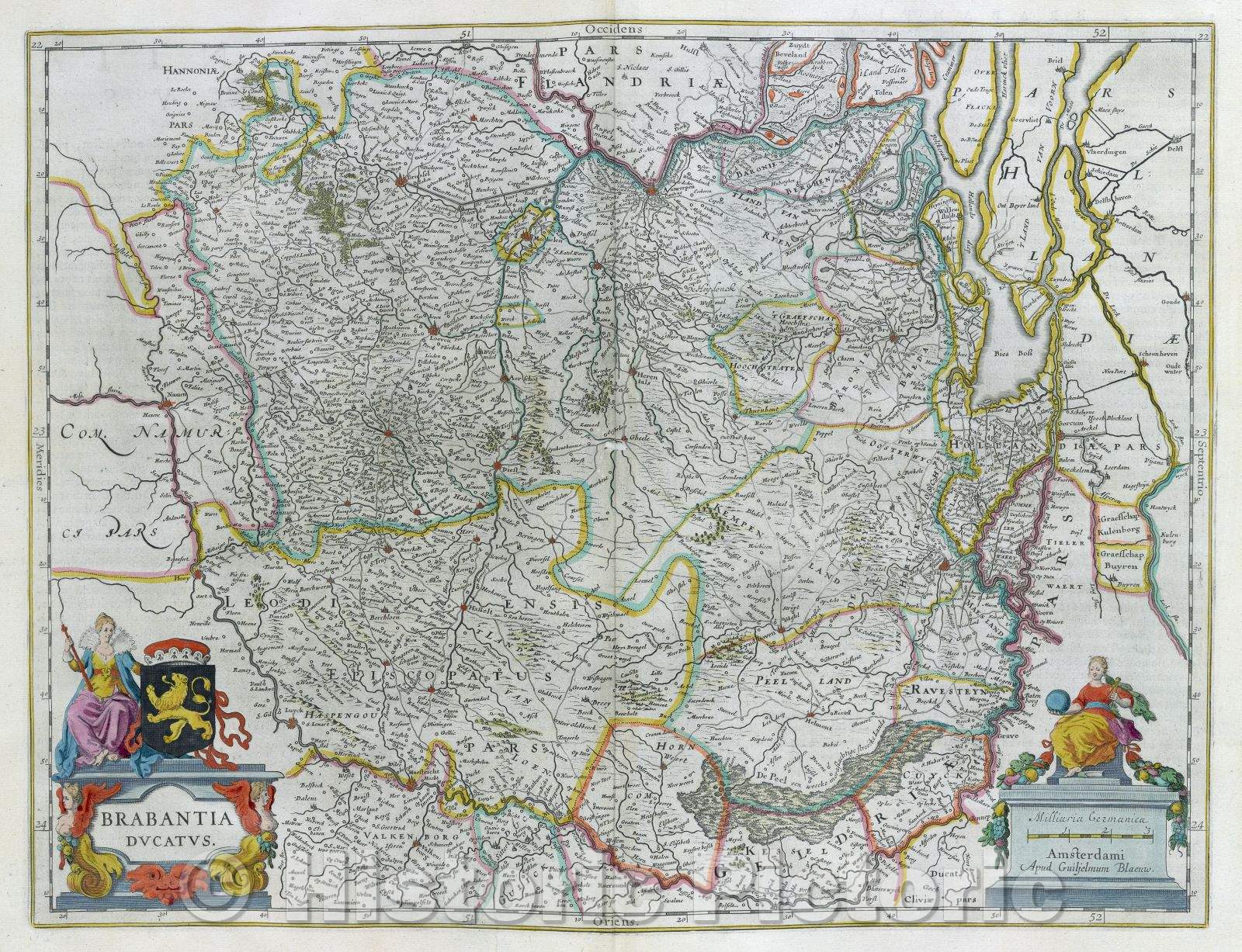 Historic Map : Brabantia Ducatus., c. 1664 , Vintage Wall Art