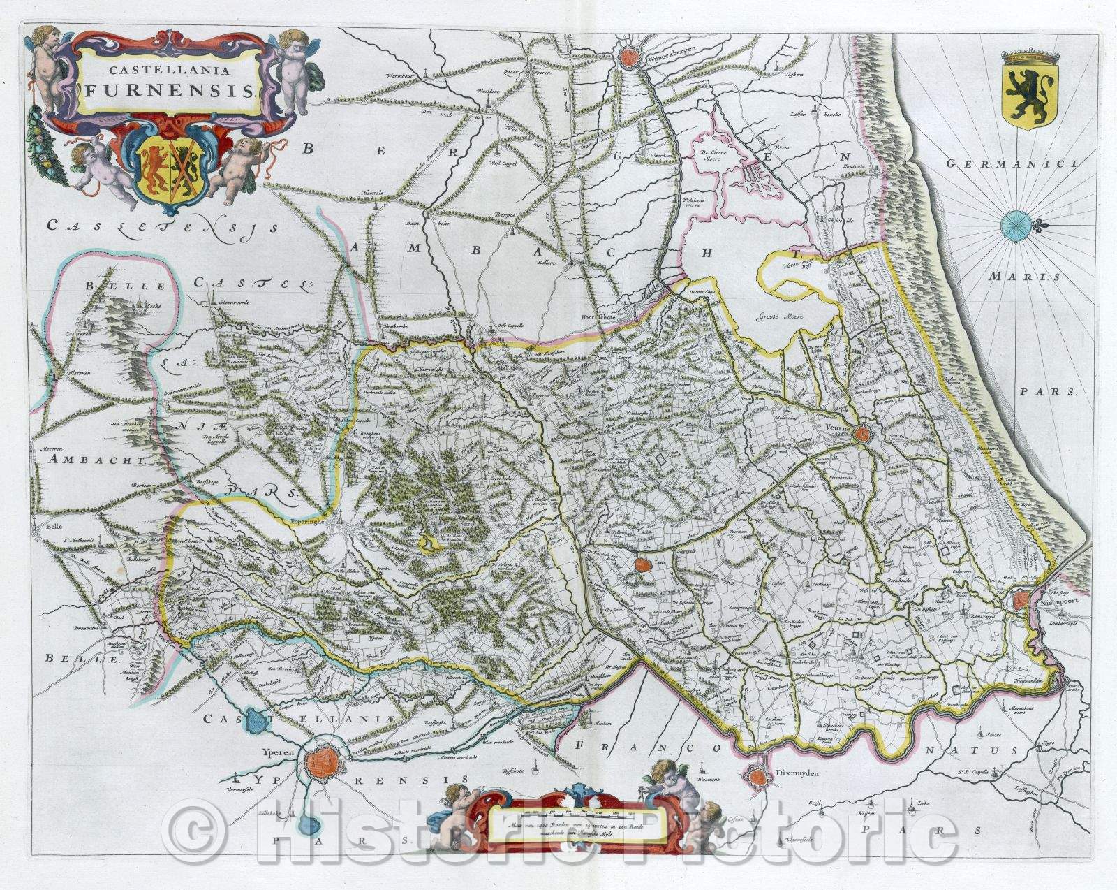 Historic Map : Castellania Furnensis, c. 1664 , Vintage Wall Art