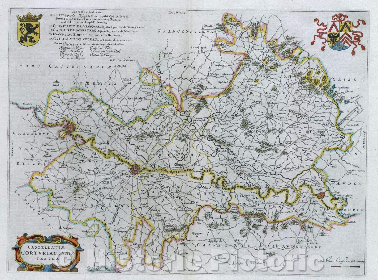 Historic Map : Castellaniae Corturiacensis Tabula, c. 1664 , Vintage Wall Art