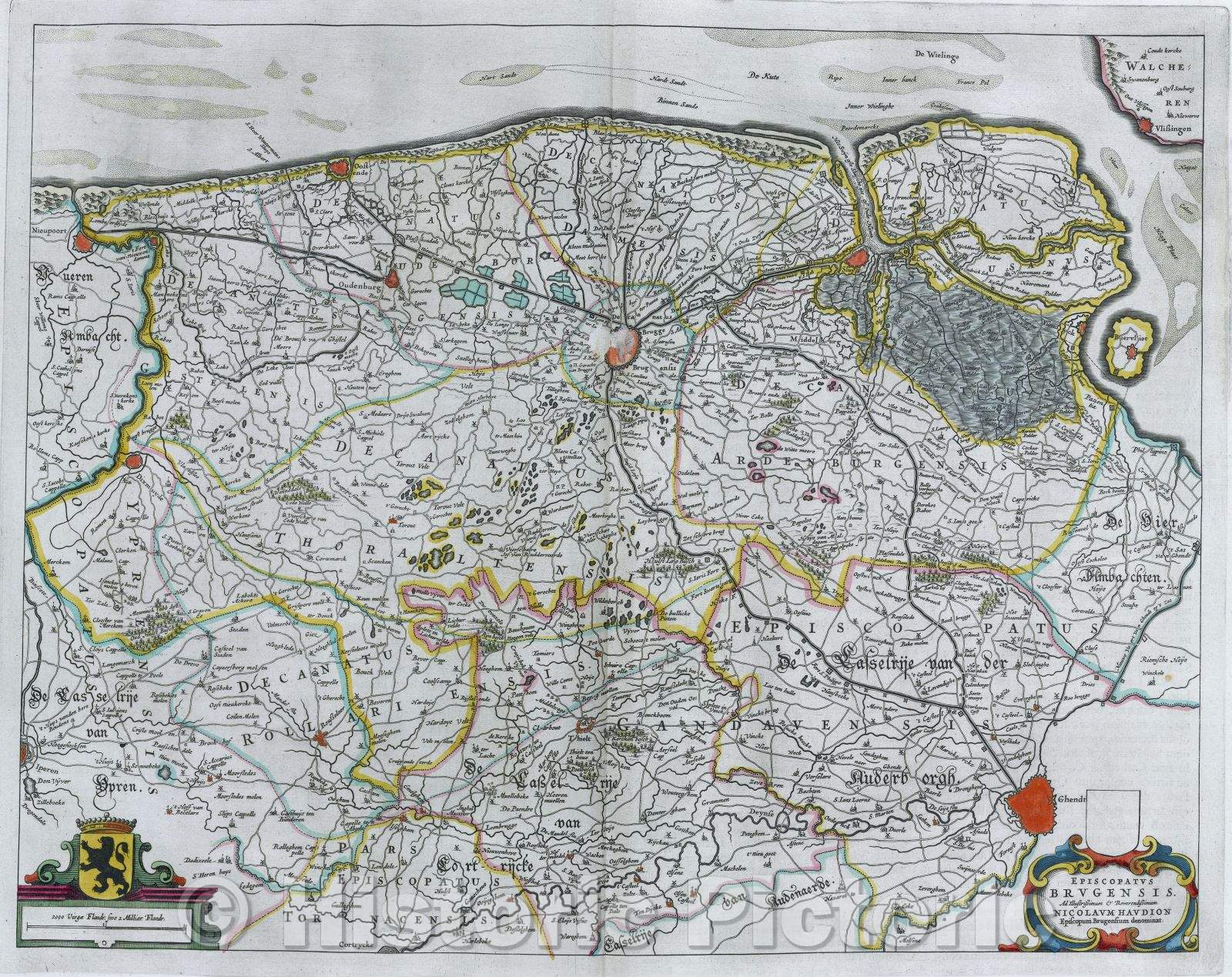 Historic Map : Episcopatus Brugensis Ad Illustrissimum et Reverendissimum Nicolaum Haudion Episcopum Brugensium denominat., c. 1664 , Vintage Wall Art