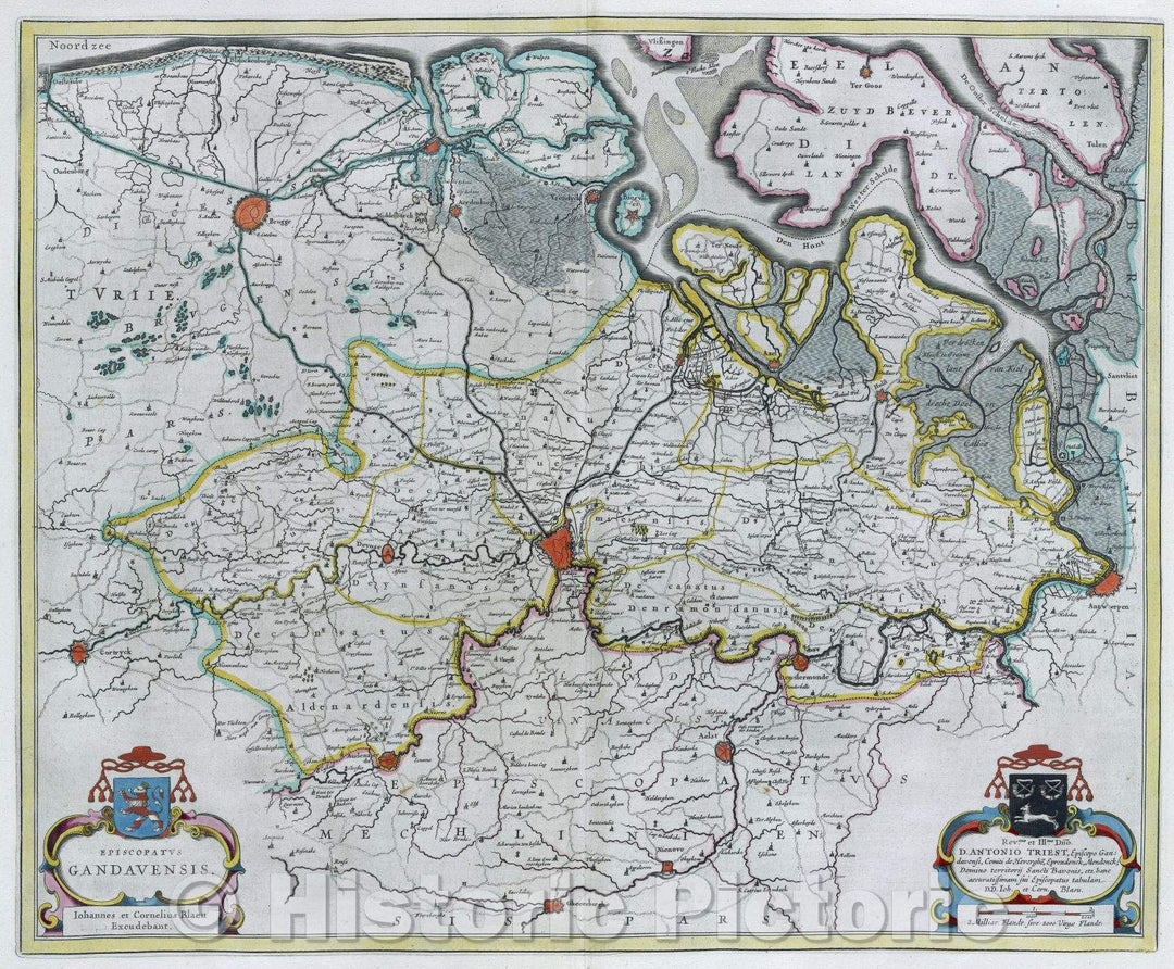 Historic Map : Episcopatus Gandavensis, c. 1664 , Vintage Wall Art