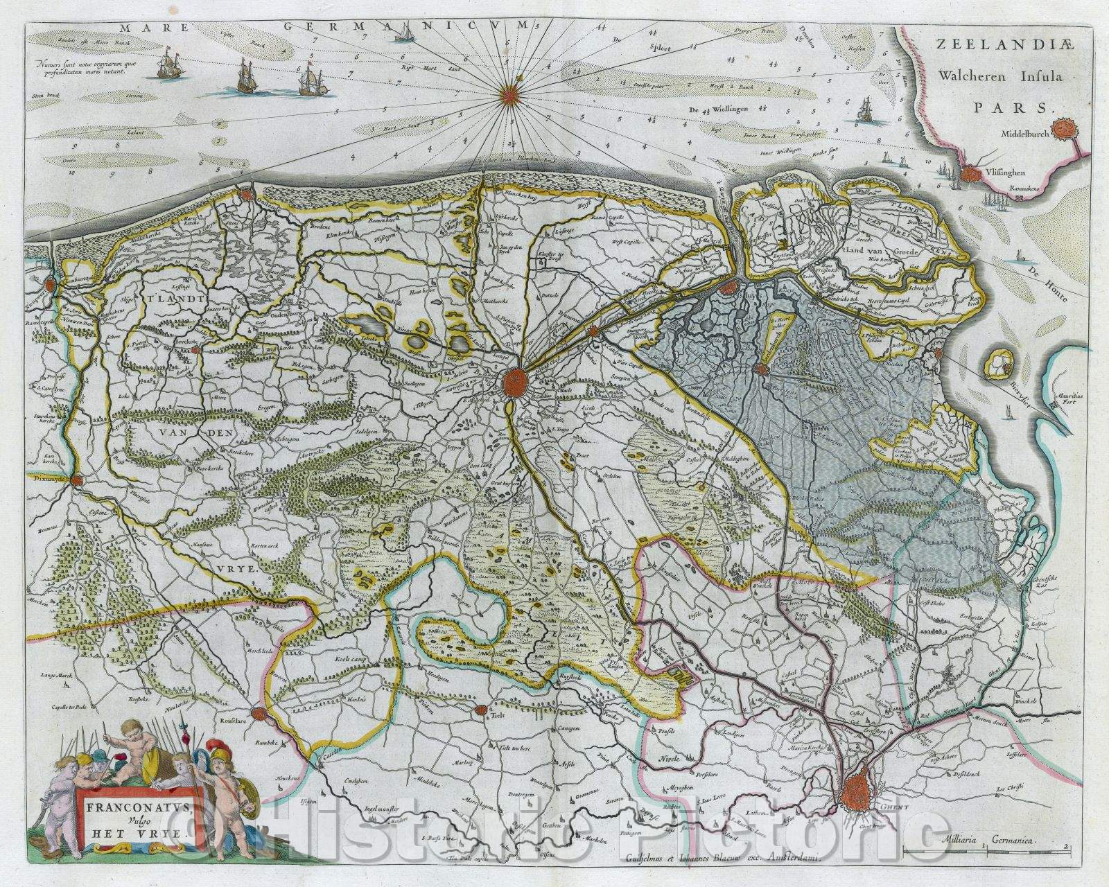 Historic Map : Franconatus, vulgo het vrye., c. 1664 , Vintage Wall Art
