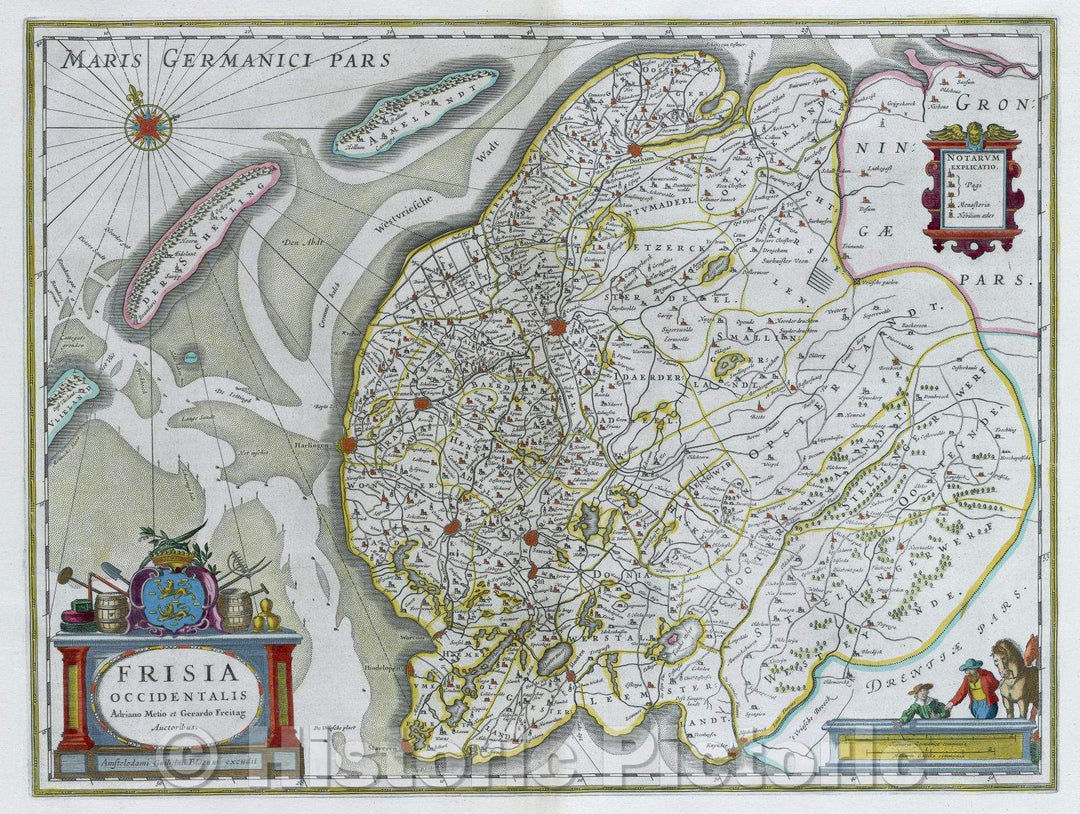 Historic Map : Frisia Occidentalis Adriano Metio et Gerardo Freitag Auctoribus., c. 1664 , Vintage Wall Art