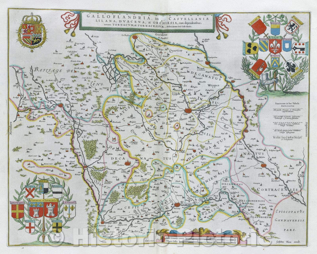 Historic Map : Galloflandria in qua Castellaniae Lilana, Duacena, and Orchiesia, cum dependentibus; necnon Tornacum, and Tornacesium., c. 1664 , Vintage Wall Art