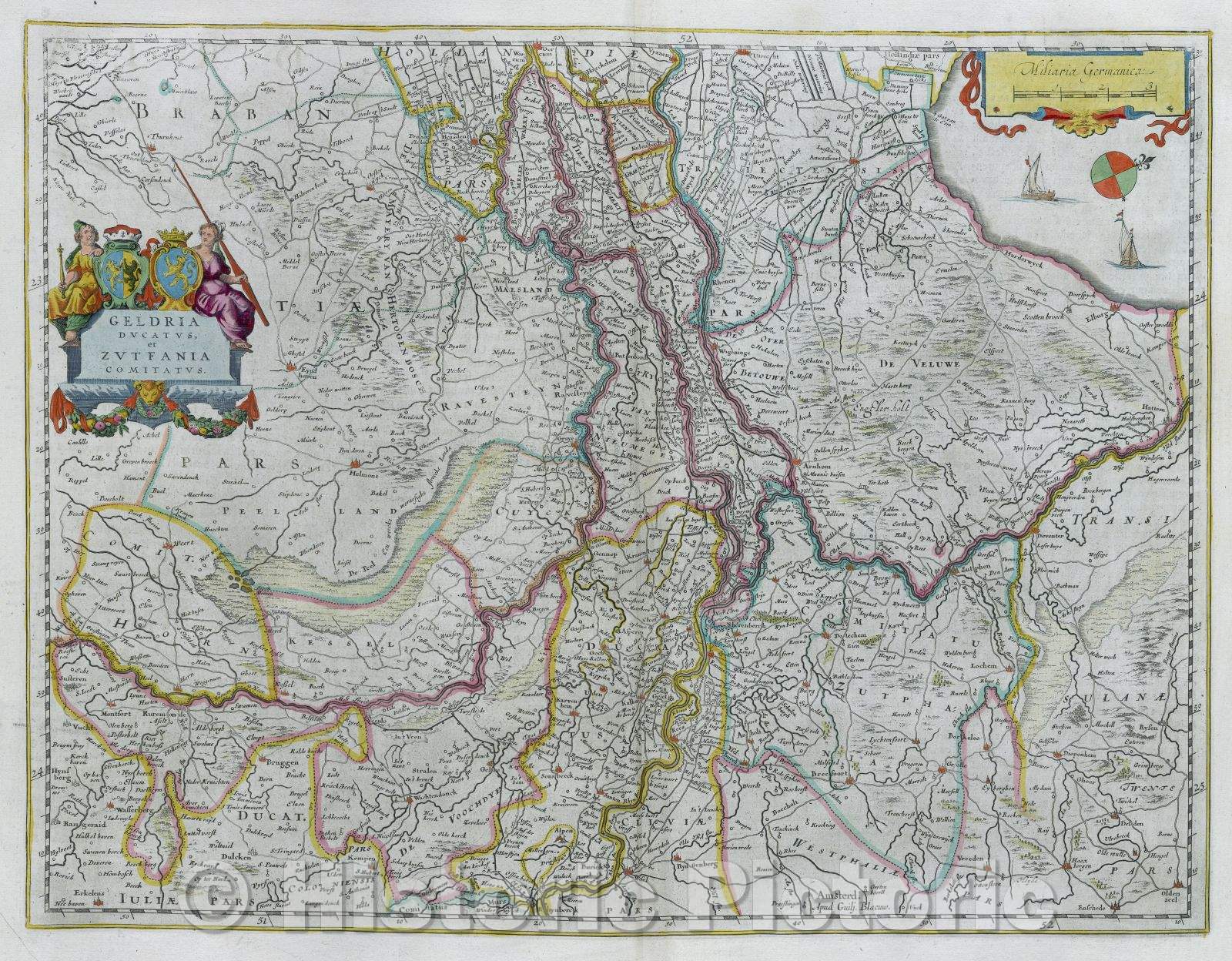Historic Map : Geldria Ducatus, et Zutfania Comitatus., c. 1664 , Vintage Wall Art