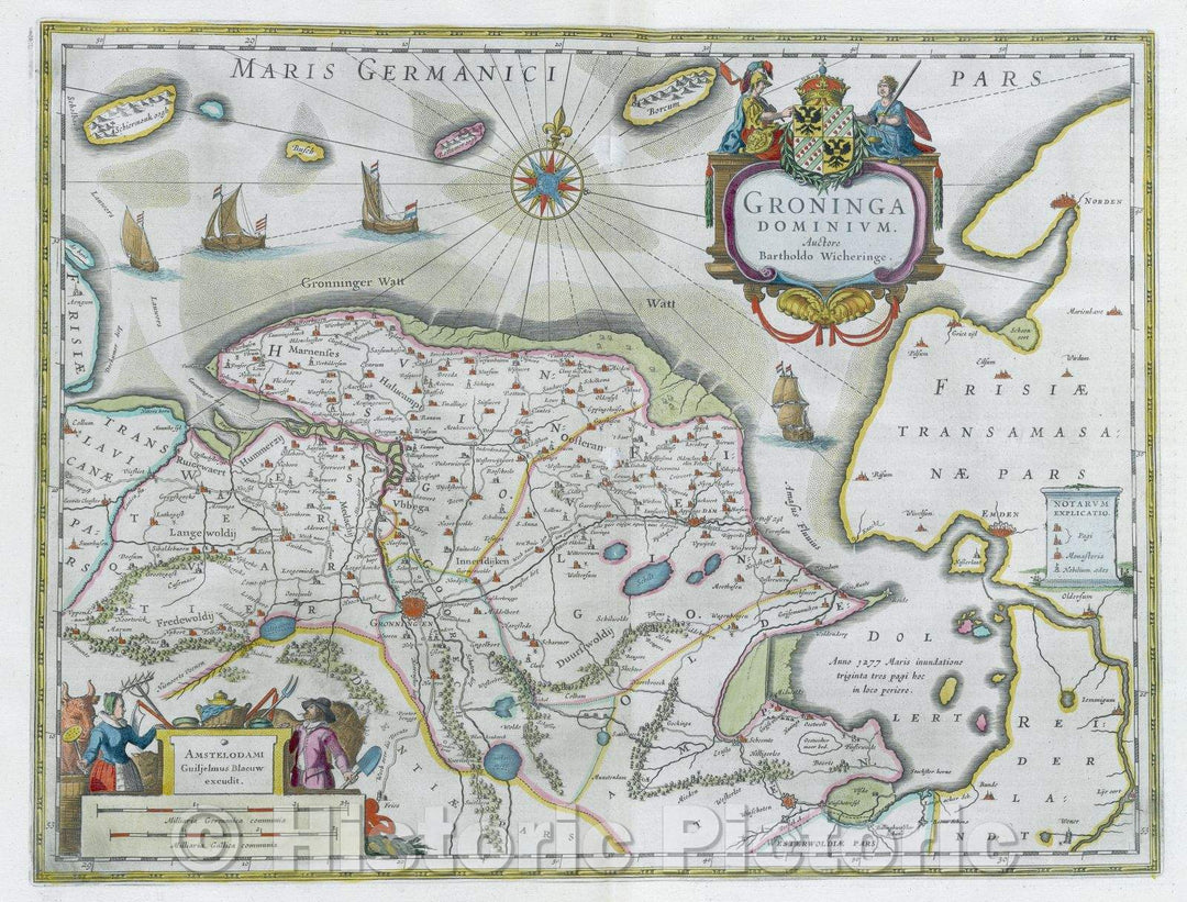 Historic Map : Groninga Dominium. Auctore Bartholdo Wicheringe., c. 1664 , Vintage Wall Art