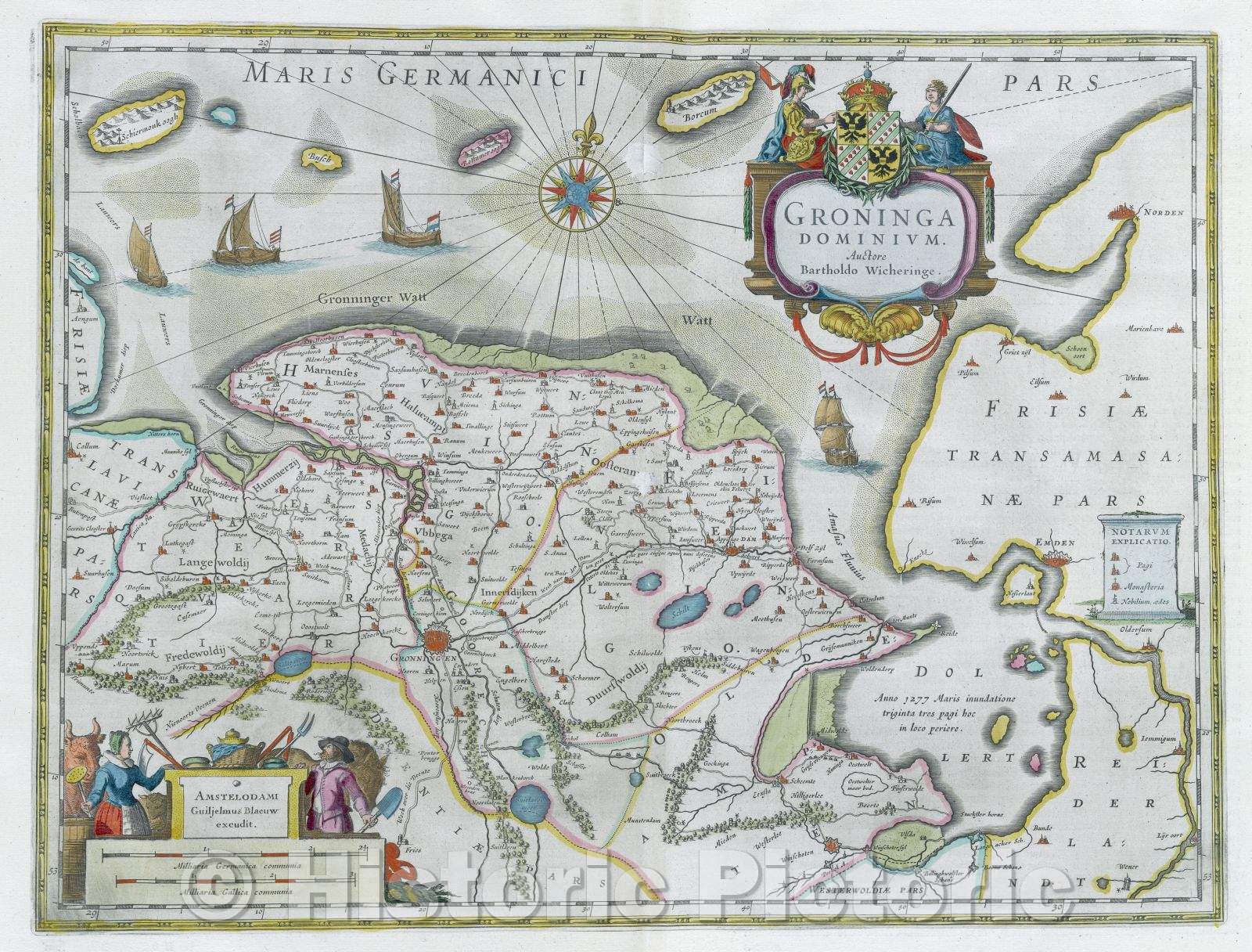 Historic Map : Groninga Dominium. Auctore Bartholdo Wicheringe., c. 1664 , Vintage Wall Art