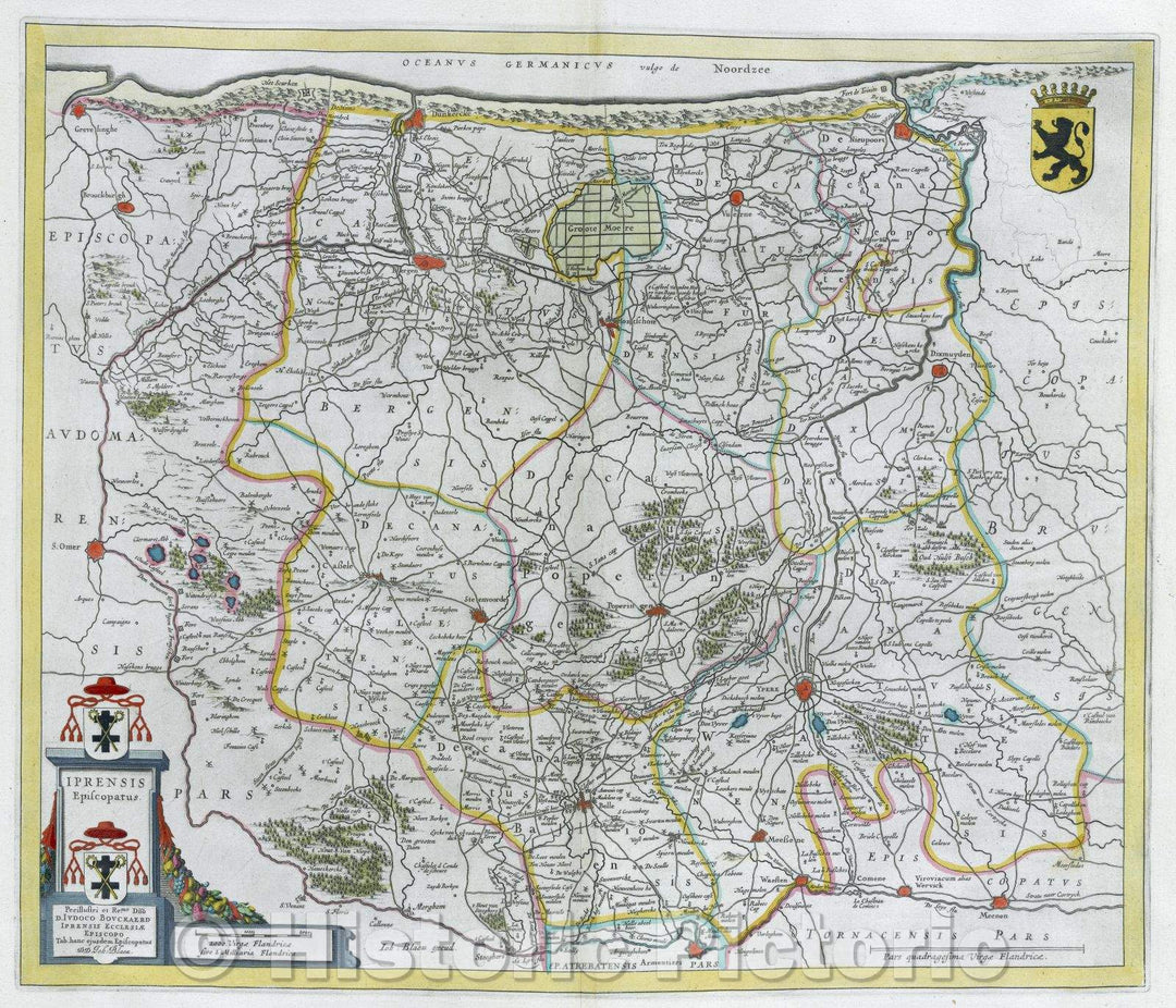 Historic Map : Iprensis Episcopatus, c. 1664 , Vintage Wall Art