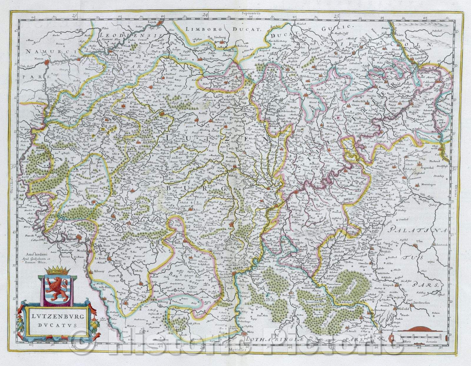 Historic Map : Lutzenburg Ducatus, c. 1664 , Vintage Wall Art