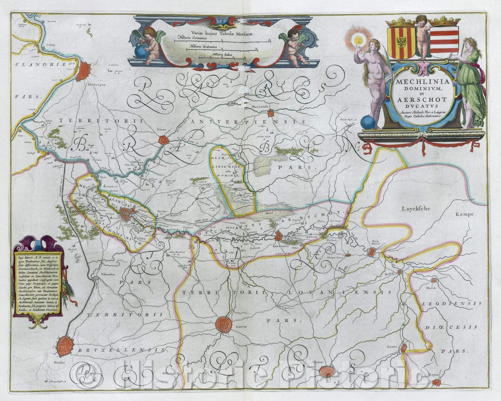 Historic Map : Mechlinia Dominium, et Aerschot Ducatus, c. 1664 , Vintage Wall Art