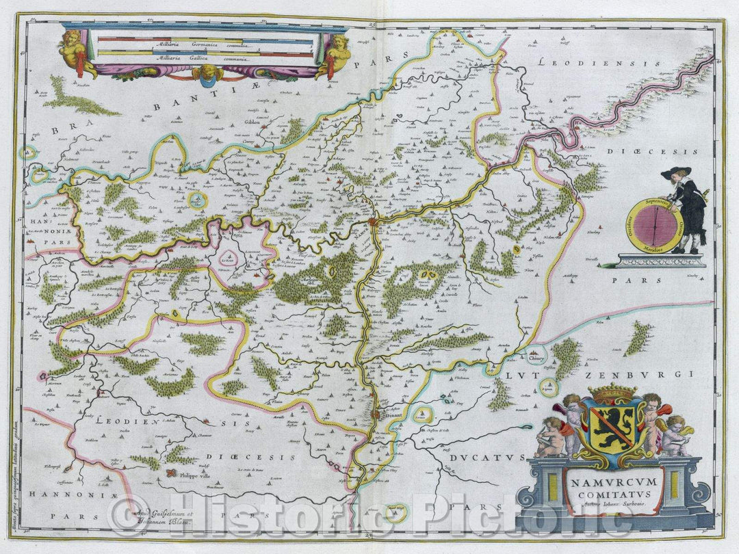 Historic Map : Namurcum Comitatus, c. 1664 , Vintage Wall Art