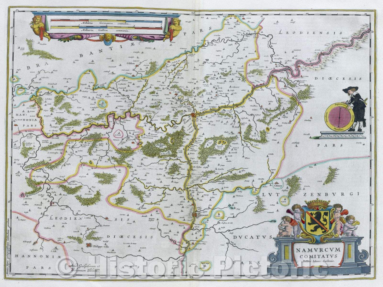 Historic Map : Namurcum Comitatus, c. 1664 , Vintage Wall Art
