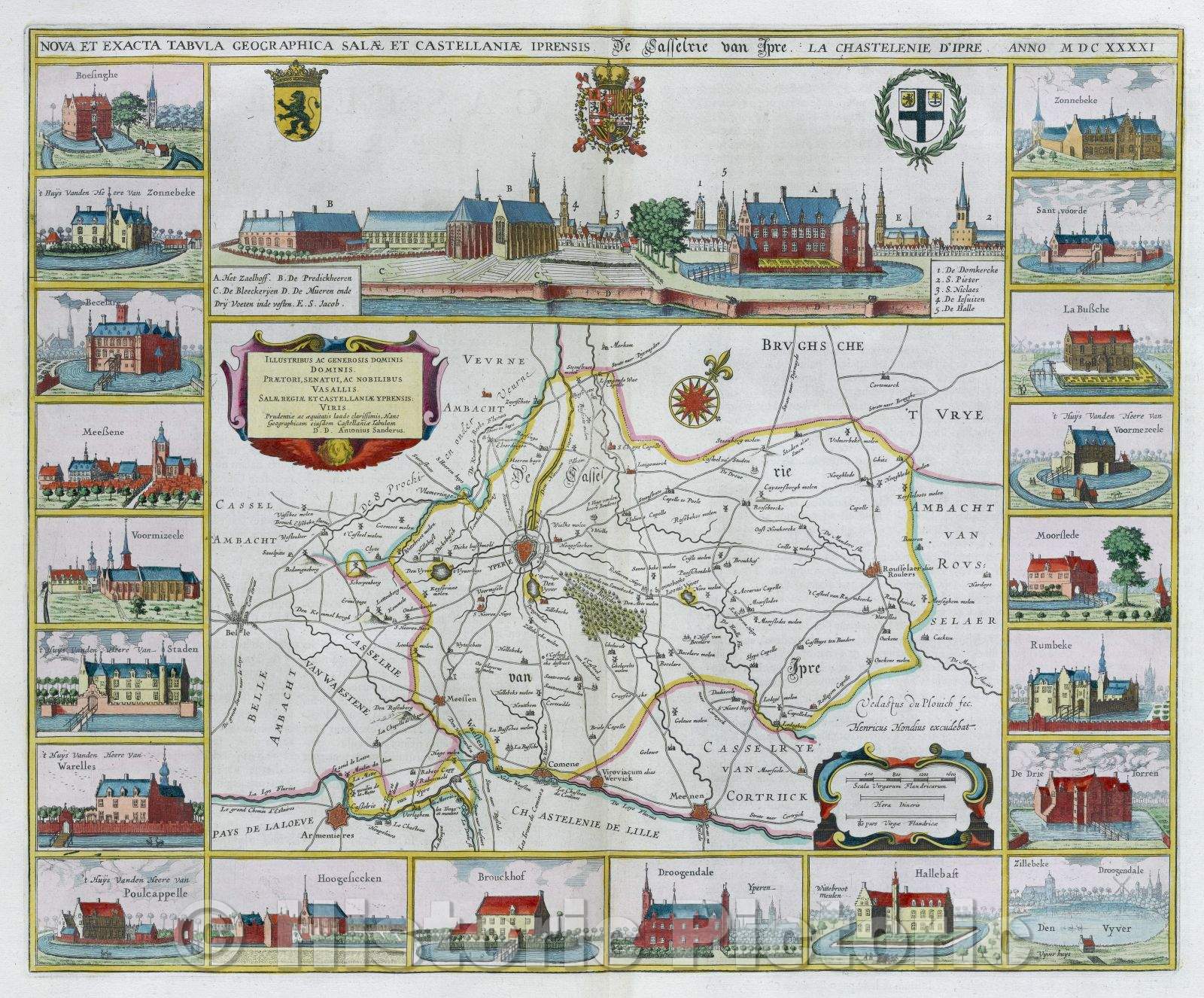 Historic Map : Nova et Exacta Tabula Geographica Salae et Castellaniae Iprensis. De Casselrie van Ipre. La Chastlenie D'Ipre. Anno M DC XXXXI, 1641 , Vintage Wall Art
