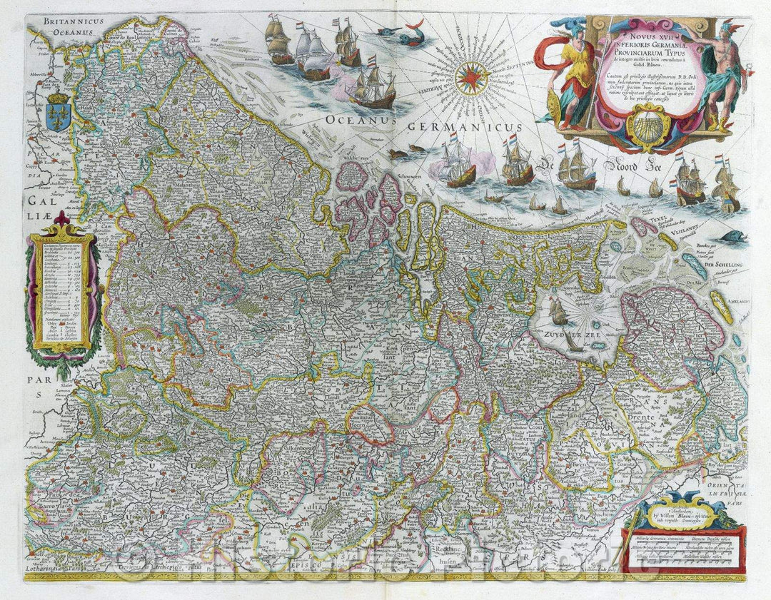 Historic Map : Novus XVII Inferioris Germaniae Provinciarum Typus de integro multis in locis emendatus a Guliel Blaeu., c. 1664 , Vintage Wall Art