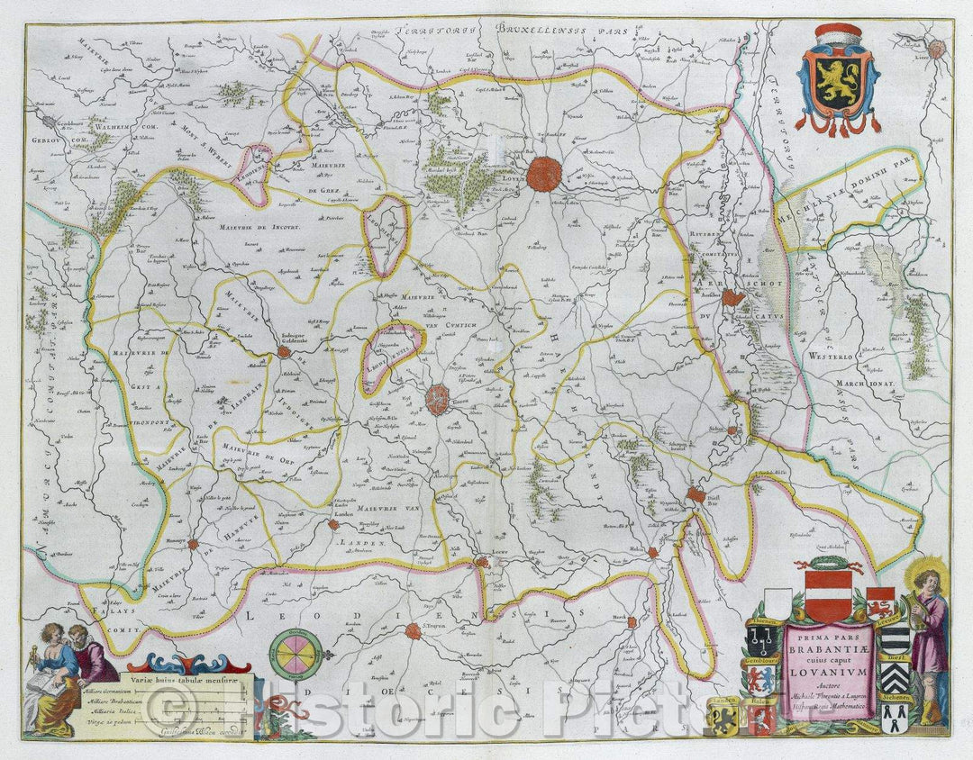 Historic Map : Prima Pars Brabantiae cuius caput Lovanium, c. 1664 , Vintage Wall Art