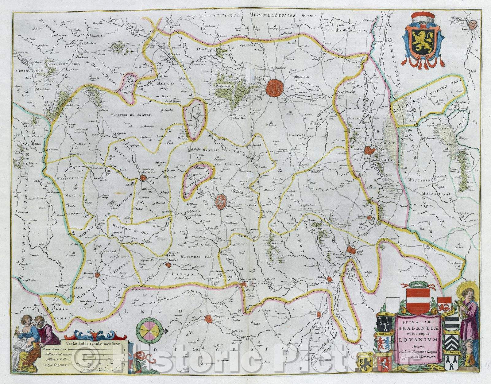 Historic Map : Prima Pars Brabantiae cuius caput Lovanium, c. 1664 , Vintage Wall Art