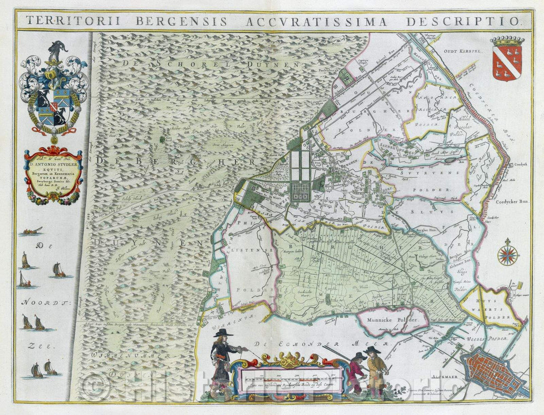 Historic Map : Territorii Bergensis Accuratissima Descriptio, c. 1664 , Vintage Wall Art