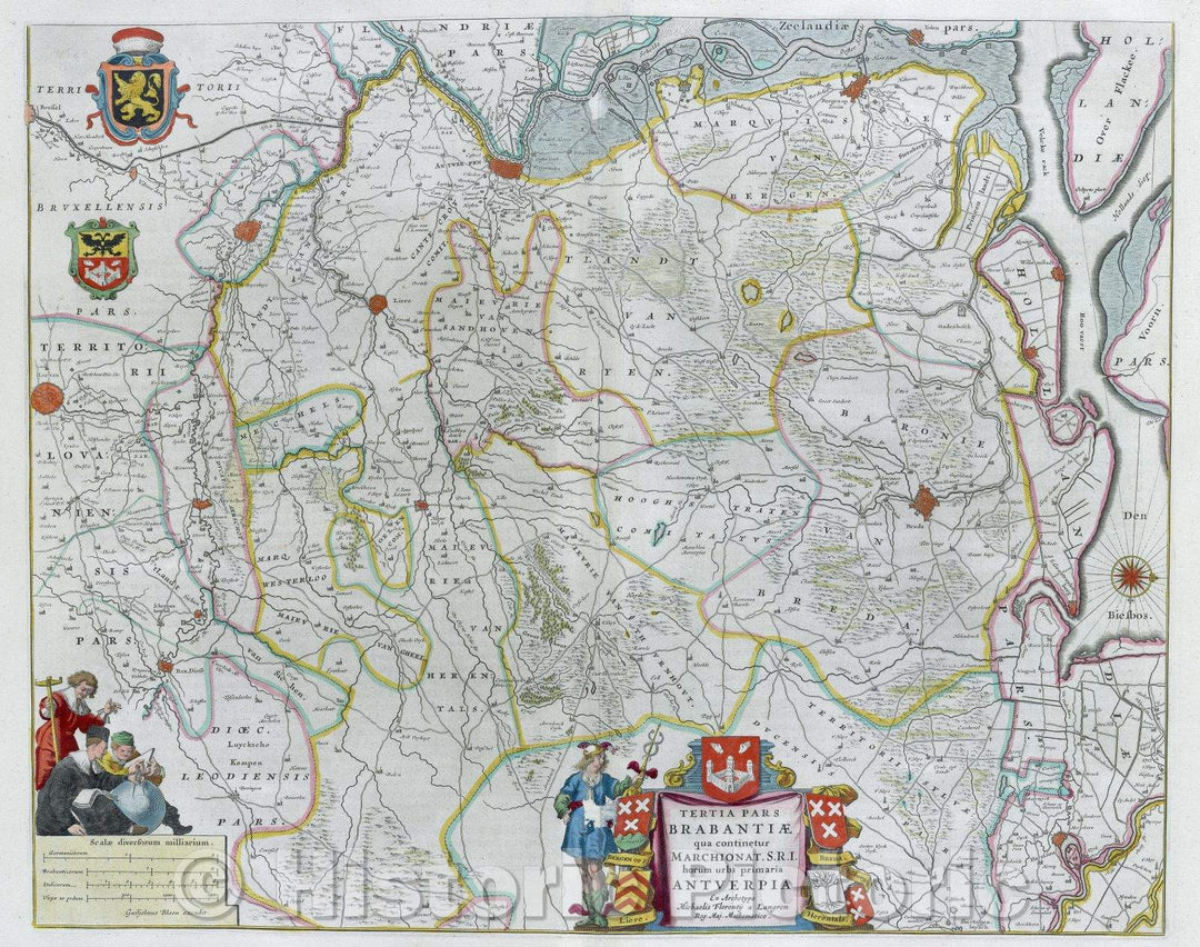 Historic Map : Tertia Pars Brabantiae qua continetur Marchionat. S.R.I horum urbs primaria Antverpia, c. 1664 , Vintage Wall Art
