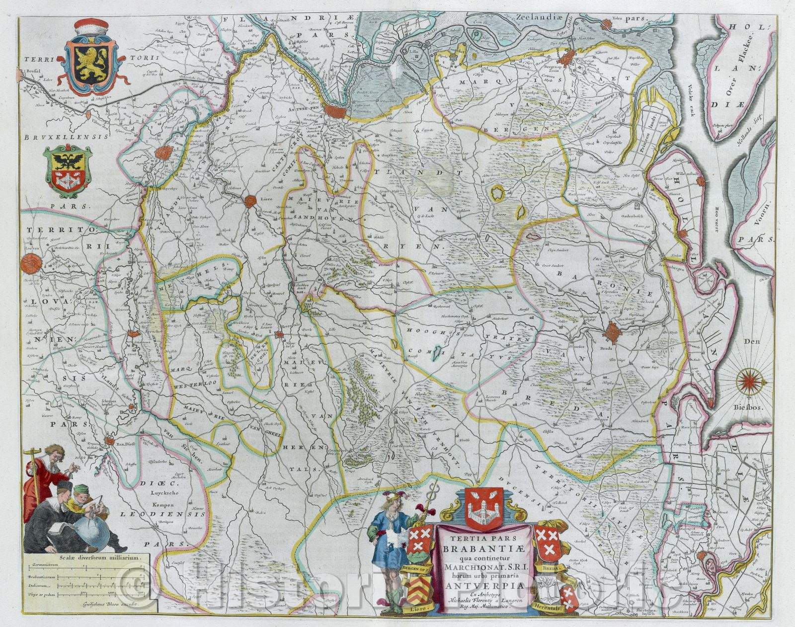Historic Map : Tertia Pars Brabantiae qua continetur Marchionat. S.R.I horum urbs primaria Antverpia, c. 1664 , Vintage Wall Art